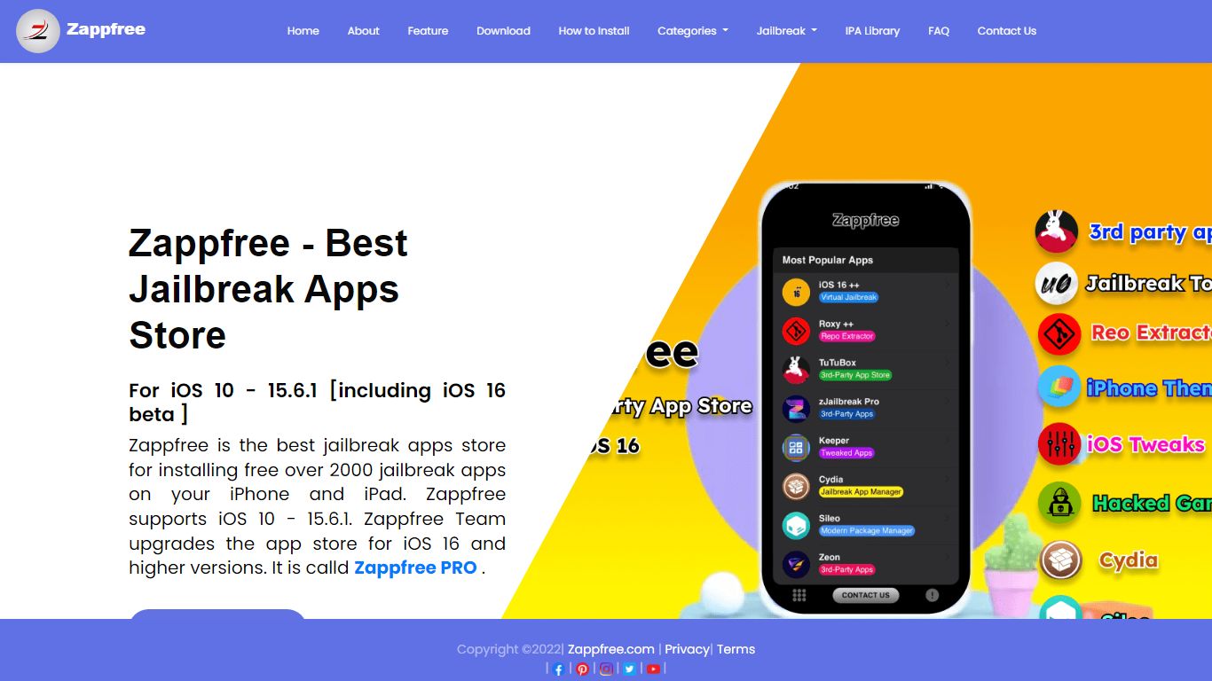 Zappfree: Best Jailbreak Apps Store for iOS 10 - 15.6